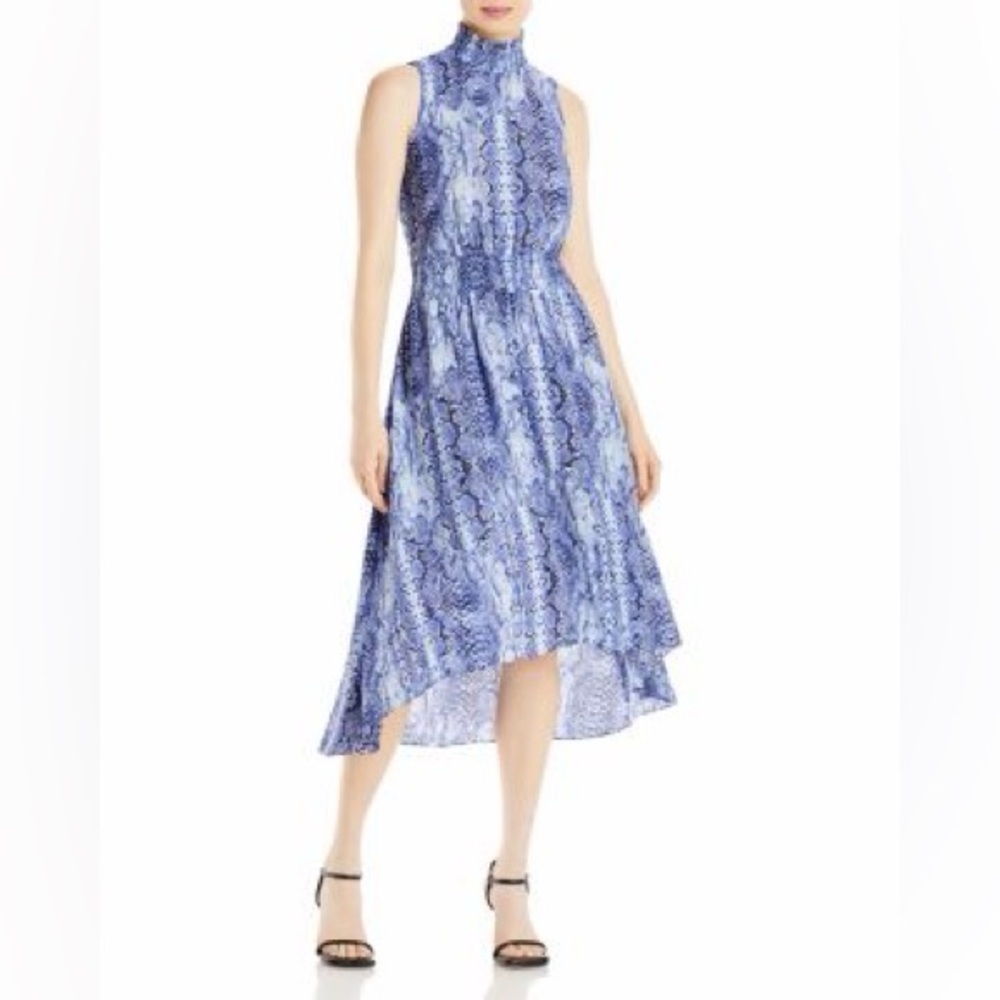 NWT Nanette Lepore Blue Snakeskin Print Sleeveless Smock Neck Dress Size 12